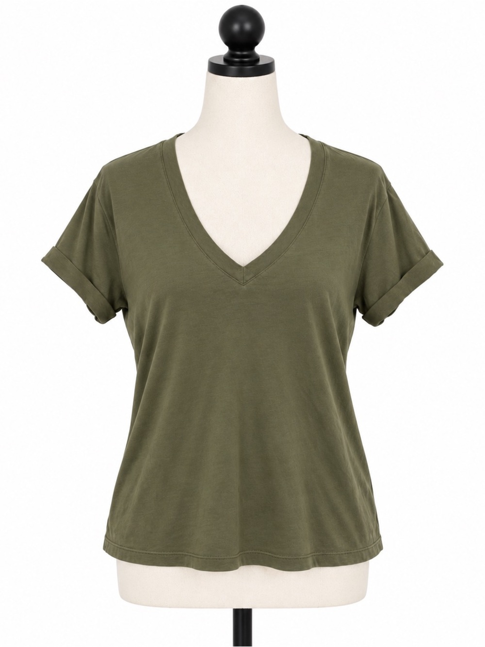 A New Day Olive Green V-Neck T-Shirt - Size Large